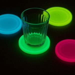 20 Luminous Glowing Silicone Coasters Night Light Rubber Drink Mat Anti Slip Waterproof Cup Cushion For Bar Party