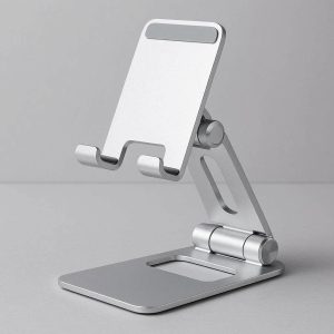 21 Adjustable Aluminum Phone Stand Foldable Desktop Tablet Holder Cradle For iPhone Samsung iPad Desk Office Metallic Silver