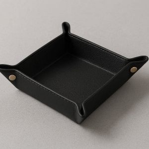 5 PU Leather Catchall Tray Small Folding Desktop Storage Plate Key Wallet Coin Organizer Box Geometric Desk Minimalist