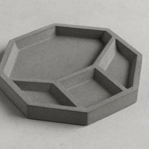 6 Concrete Geometric Decorative Tray Small Cement Jewelry Display Plate Modern Minimalist Catchall Organizer Heavy Duty Grey