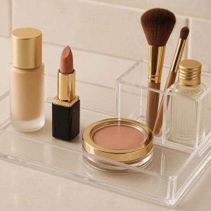 7 Clear Acrylic Vanity Tray Small Transparent Cosmetic Organizer Box Decorative Makeup Storage Plate Bathroom Vanity Luxury