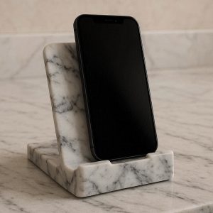 Marble Texture Resin Phone Stand Deluxe Vanity Countertop Cellphone Holder Heavy Duty Tablet Storage Cradle Business Luxury