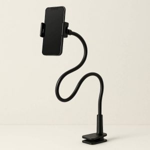 Flexible Long Arm Gooseneck Phone Holder Lazy Bracket Clamp Stand For Bed Desk Cellphone Mount Clip Base Black