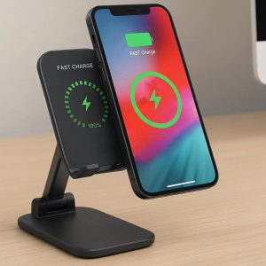Wireless Charging Phone Stand Fast Charge Desktop Cellphone Holder Adjustable Angle Smart Power Cradle Docking Station